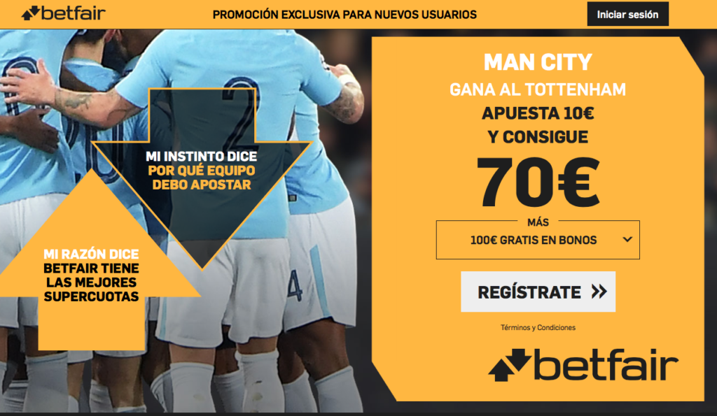 Man City gana al Tottenham a cuota 7.0 