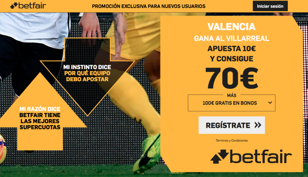 Valencia gana al Villarreal a cuota 7.0